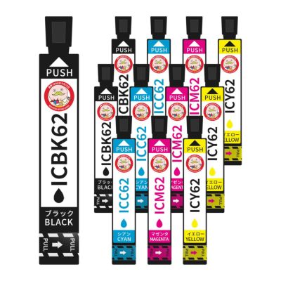 IC62 クリップ EPSON(エプソン) 互換インクカートリッジ 4色×3組 合計12個 PX-404A PX-504A PX-403A PX-434A PX-605F IC6162 IC61 IC62 ペンとクリップ ペン ク