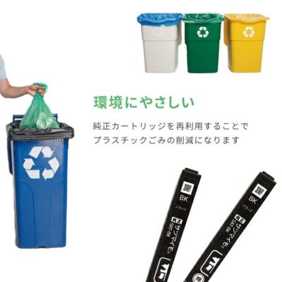 純正カートリッジを再利用することでプラスチックごみの削減になります。