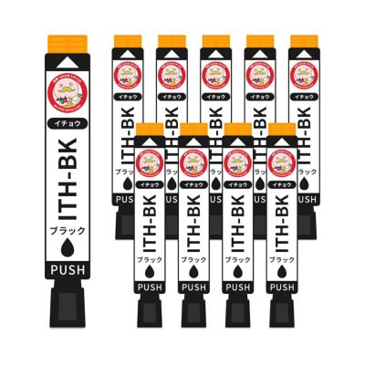 ITH イチョウ EPSON(エプソン) 互換インクカートリッジ 染料 ブラック 10個 EP-709A EP-710A EP-811AW EP-810AW EP-711A EPSON エプソンインク プリンター プリ