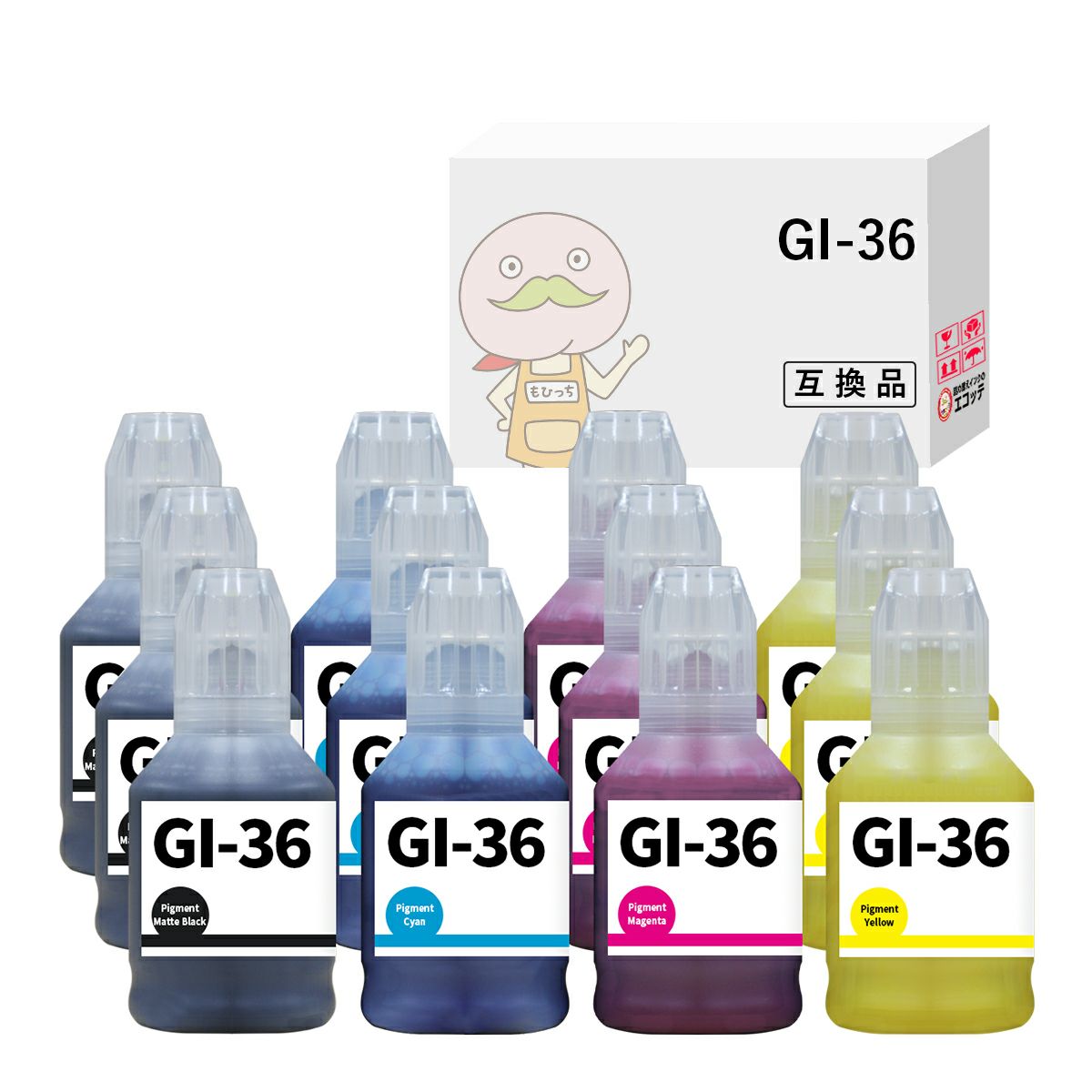 GI-36 Canon(キヤノン/キャノン) 互換インクボトル 4色×3組 合計12個 GX7030 GX6030 GX5030 GX4030 Canon キヤノン インク エコタンク エコタンクインク プリン