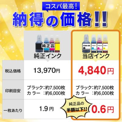 IT08 ITO8 えんぴつ削り EPSON(エプソン) 互換インクボトル 顔料ブラック×2 顔料カラー3色 合計5個セット PX-M6712FT PX-M6711FT PX-S6710T PX-M791FT PX-M791F